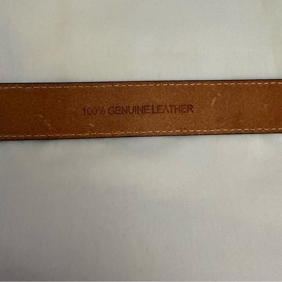 Black brown genuine leather gold tone buckle skinny belt - Picture 8 of 8